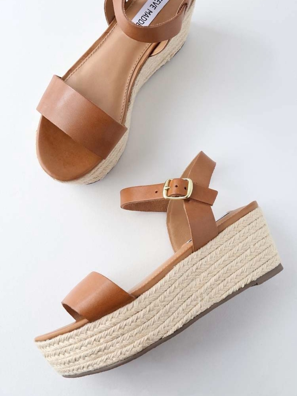 Steve Madden Busy Leather Espadrille Platform Sandals